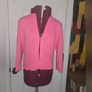 Lilly Pulitzer Pink Cotton 3/4 Sleeve Medium Knit Cardigan